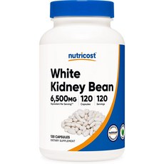 Nutricost White Kidney Beans 뉴트리코스트 화이트 키드니 빈 흰 강낭콩 650mg 120캡슐, 120정,