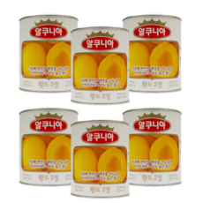 알쿠니아 황도 통조림 세트, 6개, 850g