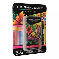 프리즈마 유성색연필 36색세트 드로잉 디자인 양날 치즐 마커 1개 추가, 36색