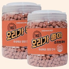 노즈워크 대용량 훈련용 강아지 간식 져키 1kg, 오리, 2개