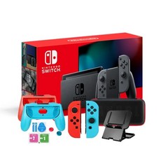 Nintendo닌텐도 스위치 본체 배터리개선판 그레이+악세서리 9종 패키지, 그레이