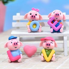 미스토토 love 러브 돼지 미니어처 동물피규어 4종 세트, 1세트