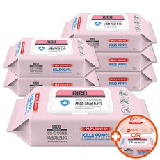 리꼬 유아용품 세정제균 소독티슈 캡형 50매 +추가증정, 6팩
