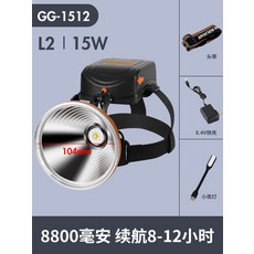 헤드랜턴 P90헤드라이트 강력한빛 충전식 매우밝음 헤드폰 낚시 led분리식등 슈퍼롱 연속재생 실외 전용, T02-(1512)-L2심지-15W-8000밀리암페어-
