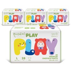 한예지 PLAY 기저귀 대형 28입 4팩, 1