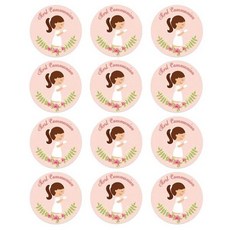 나의 첫 영성체 스티커 교회 소녀 성경 세례 파티 장식 용품 베이비 샤워, 12 L_02 48pcs