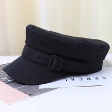 봄가을 계절 여성 평평한 군모 단추 솔리드 무지 스타일리쉬