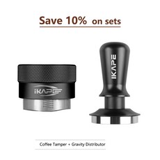 IKAPE 에스프레소 포타필터 중력 디스트리뷰터 블랙 실버 커피 49mm, 03 53.30mm fits 54mm, 01 CHINA, 05 Set A Black