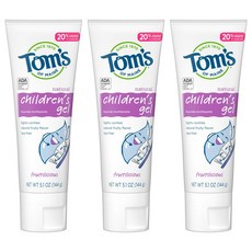 Tom's of Maine Children's Gel Toothpaste Natural Fruitilicious 탐스오브메인 키즈어린이치약내츄럴후르츠 144g 3개 치약, 3팩