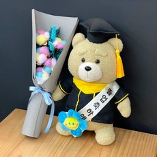 녹색향기 졸업식 학사모 테드 인형 꽃다발, 학사모 가운 테드, 없음