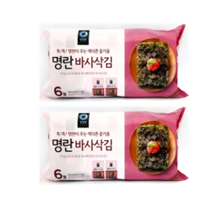 호호몰 청정원 명란 바사삭김3.8그램X6봉, 2팩, 3.8그램X6