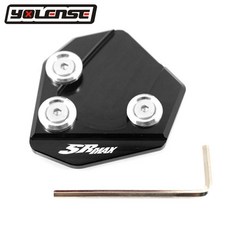 호환 APRILIA SR MAX 300 2013 2014 바이크 오토바이 CNC 킥 스탠드 풋 사이드 확장 패드 서포트 플레이트 확대, 03 Black