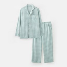 [JAJU/자주] 남 밍크 플리스 체크 파자마 세트_라이트 민트