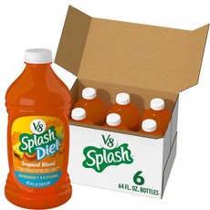 V8 Splash Diet 트로피컬 블렌드 주스 음료 1.9L(64온스) 병 (6팩), 6개, 1.89L