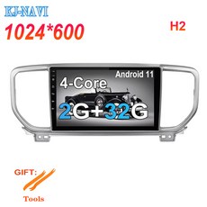 영어 설명서 9형 2.5D 화면 Android 11 기아 Sportage 4 KX5 2018 2019 QLED 차량 탑재 비디오 플레이어 라디오 멀티미디어 GPS 내비게이션 블루, H2 2G-RAM 32G-ROM, 1개