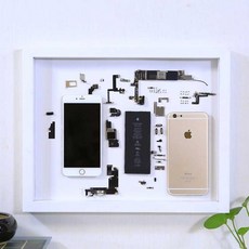 디지털액자 휴대폰분해 그림액사 액자 디지털 하드디스크 부품 입체 표본 모형 전시, 후레쉬 화이트