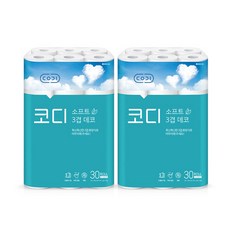 [코디] 소프트 3겹 데코 30Mx30롤 2팩, 단일속성, 2개