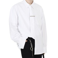 아차 오블리크 커프스 타이&핀 셔츠 _ 화이트