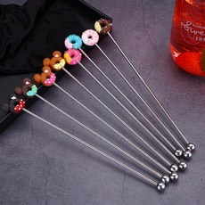 도넛 모양 스텐 머들러 칵테일 에이드 하이볼 롱 볼 스틱, 7도넛머들러-진핑크, 1개