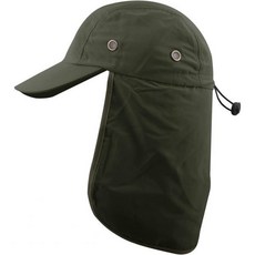 [관부가세포함] 남성용 UV 차단 캡 접이식 속건 경량 넥 플랩 커버 바이저 모자, One Size, Dark Green