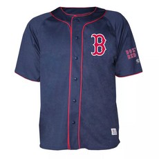 보스턴 레드삭스 MLB 남성용 반팔 버튼다운 저지 티셔츠 티: L-2XL