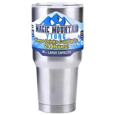 MAGIC MOUNTAIN 保冰保溫冰霸杯, 900ml大容量, 食品級304不鏽鋼, 12小時長效保冷, 附不鏽鋼吸管, 銀色, 900ml, 1個