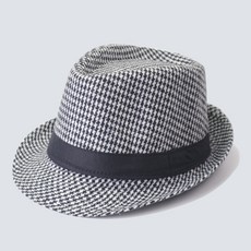 남자 가을 어텀 체크무늬 재즈 한델리 여성 짧은 처마 스타일리쉬 보카시 신사 페도라