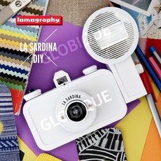 Lomography La Sardina 필름 카메라 레트로 빈티지, 화이트 DIY 버전, 1개