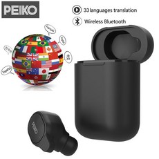 Volemer peiko s 번역 헤드폰 33 언어 음성 번역기 무선 bluetooth tws 이어폰 5.0 번역기 이어폰|번역기|, Black