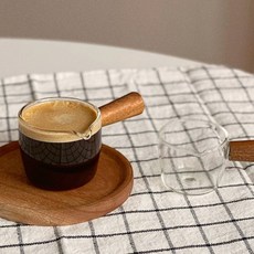 조이스힐 내열유리 우드 손잡이 에스프레소 샷잔 세트 2size 커피 샷컵 미니저그 메이플 시럽잔 소스잔, 샷잔set, 1개
