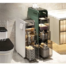 상암 화장실앞수납장 다용도수납장 수납장 화장실, (라이트)슬릿수납장/3단(펄화이트)
