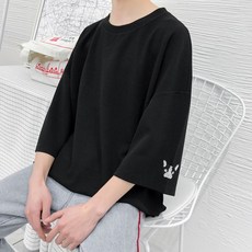 글로벌셀러창업연구소 면반팔티셔츠 여름 자수 a blouse with sevenpoint sleeve 유니폼 5부 반팔 남자