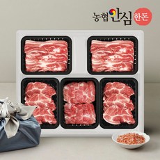 [G][농협안심한돈] 무항생제 한돈선물세트 3kg (삼겹살 2팩+목살 2팩+특수부위), 1개