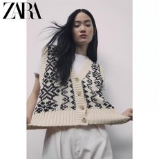 ZARA 자라 버튼 디테일 프린트 베스트 조끼