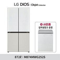  LG전자 (그레이화이트)디오스 오브제 메탈 더블매직 6도어 냉장고 (M874MWG252S)+ LG김치냉장고, 없음 
