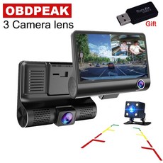 자동차 DVR 4.0 인치 3 카메라 렌즈 대시 카메라 듀얼 렌즈 후면보기 비디오 레코더 자동 등록기 Dvrs 3 웨이 대시 캠, TF 카드없이, 2