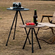 캠핑 사이드 테이블 높이조절 휴대용 접이식 경량 원형테이블,