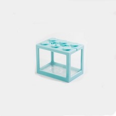 PVC Betta 물고기 탱크 미니 수족관 Betta 물고기 액세서리 빌딩 블록 장식 장식 수족관 탱크 애완 동물 장식, light blue