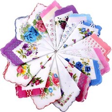 15 파이ces 여성 Hankies 플로럴 행커치프s 빈티지