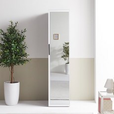 키큰 거울장 거울수납장 틈새 수납장 400 선반 거실, 화이트