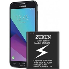 갤럭시 J3 배터리 ZURUN 3300mAh 배터리 교체 삼성 갤럭시 J320V J320F J320P EB-BG530 EB-BG530BU 갤럭시 J3 루나 프로 배터, 단일옵션