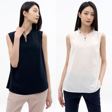 [지센] 리사이클 프릴넥 민소매 블라우스 LFWSN304_[2컬러]