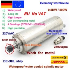 DE 무료 VAT 800W 0.8kw ER11 방수 스핀들 모터 4 베어링 220V 수냉식 스핀들 CNC 고 토크 고정밀, 중국