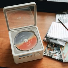 Syitren 올인원 CD 플레이어 양방향 블루투스 스테레오 HIFI 발열 레트로 오디오 충전식 내장 스피커, 3.transparent, 1개 - cd스피커