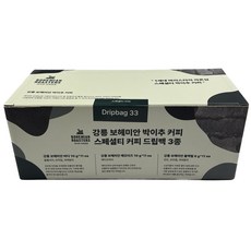 강릉 보헤미안 박이추 커피 드립백_총33팩_구성품_보헤미안 바다(중배전) 10g x 11개 보헤미안 메모리즈(약배전) 10g x 11개 보헤미안 블랙펄(강배전) 8g x 11개, 1개