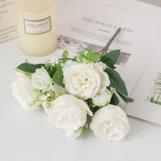 레디박스 리얼조화 뷰티풀 장미 꽃다발 15송이, 화이트, 1개 화이트, 1세트
