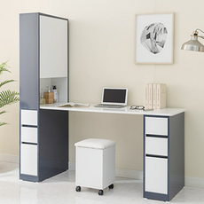 공부방 테이블 책상 세트 1600 h형 높은책장 컴퓨터 책꽂이 학생 서랍 모던 서재, 네이비