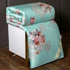  명주이불 명주솜 누에 100 천연 뽕나무 실크 사계절 담요 피부 친화적 편안하고 따뜻한 고급 퍼펙트 퀼트 더블 킹 