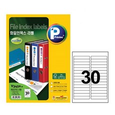화일라벨 문서 바인더 관리 파일 프린텍 인덱스 라벨지 30칸 20매