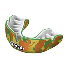 OPRO Power-Fit 마우스 가드-럭비 하키 라크로스 MMA 레슬링 및 기타 접촉 스포츠 용 (성인 및 청소년, One Color_Camo - GreenOrangeG, One Color